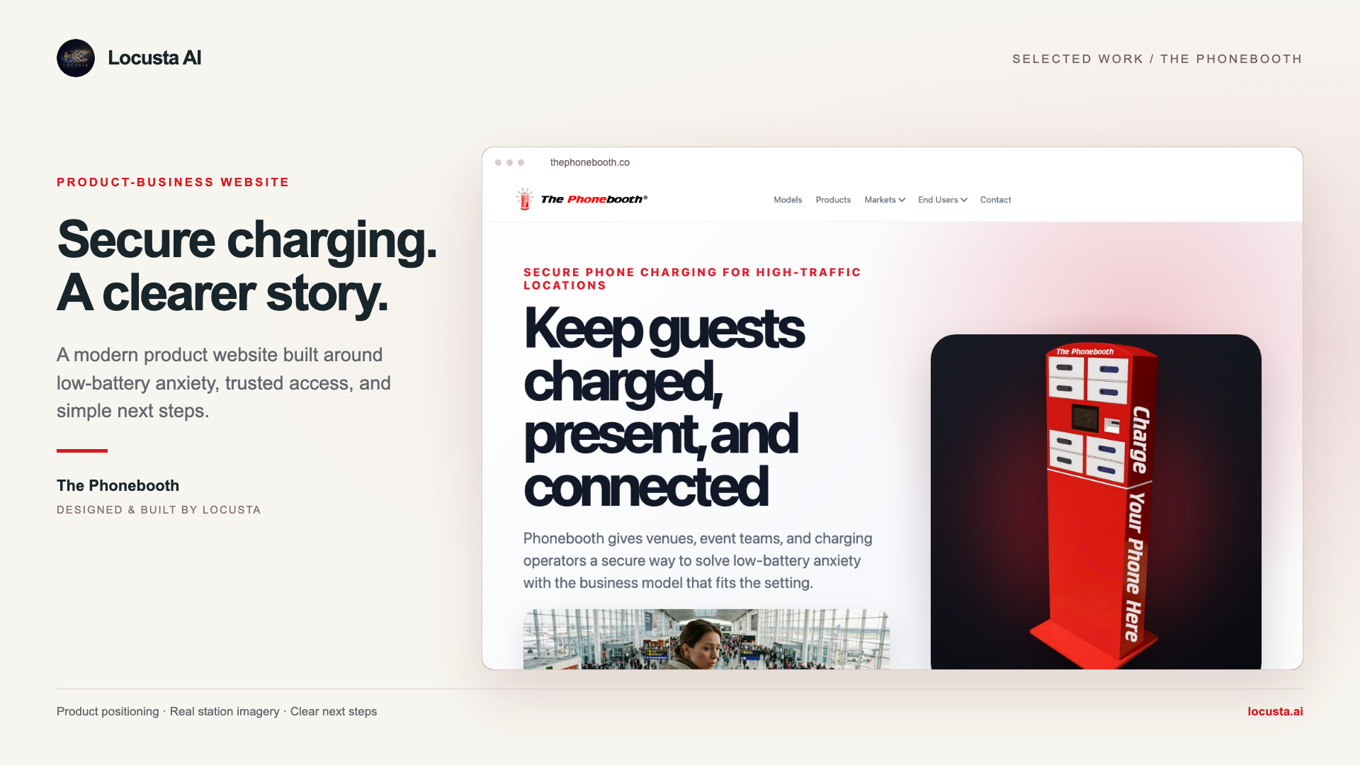The Phonebooth public website introducing secure phone charging