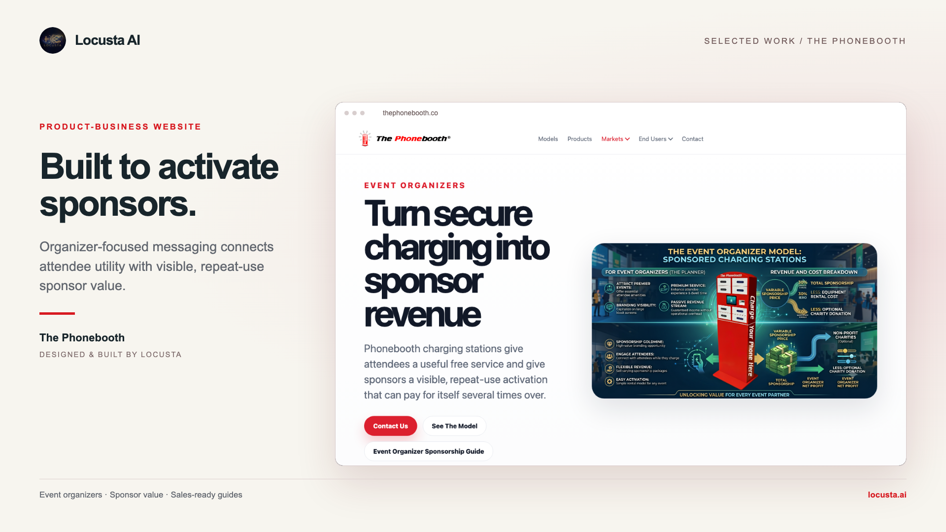 The Phonebooth website experience for event organizers