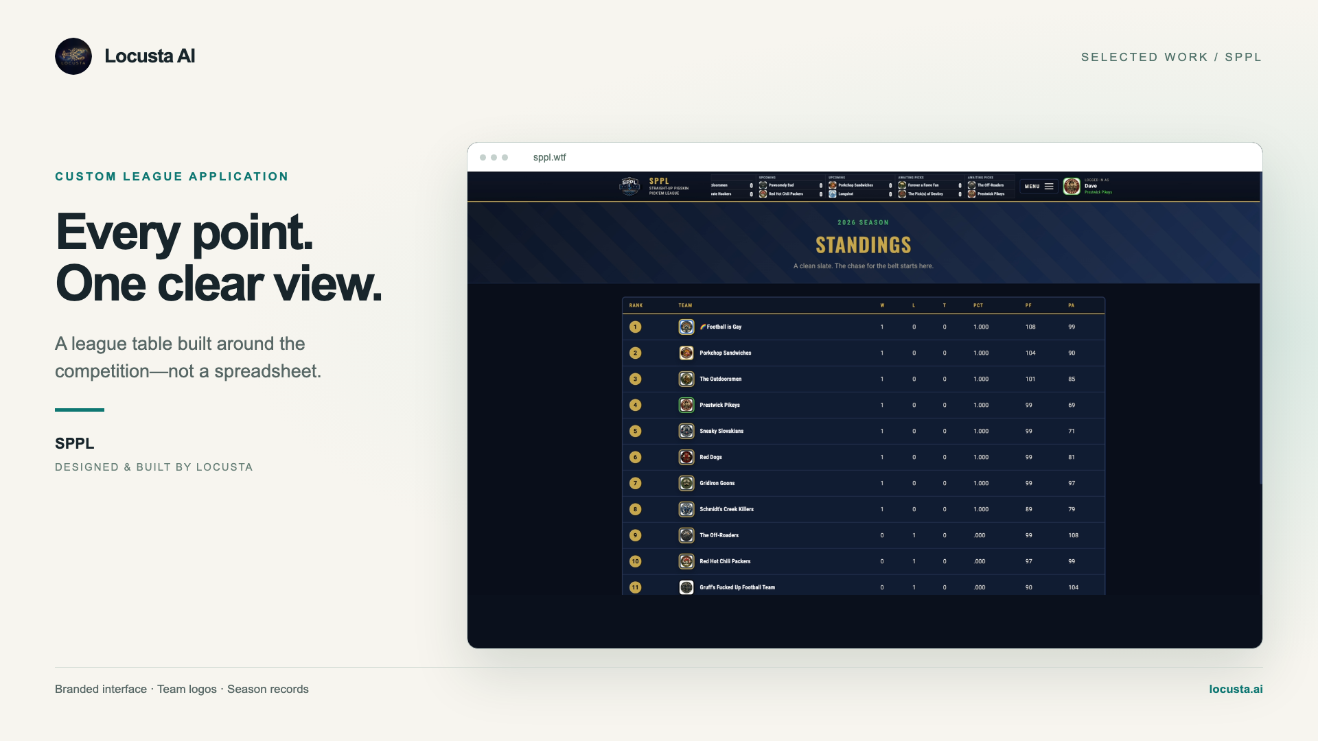 SPPL confidence pick interface